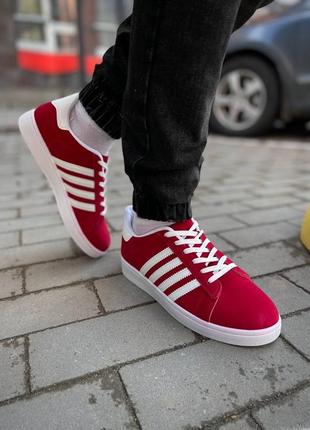 Классические красные кроссовки с белыми полосками❤️🤍2 фото