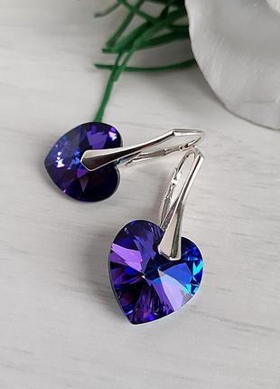 Серьги swarovski сердечки