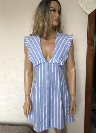 Сукня в смужку з широким комірцем reclaimed vintage р.106 фото