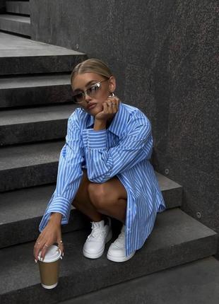 Рубашка жіноча смугаста на ґудзиках ( у полоску) «легкість» #386