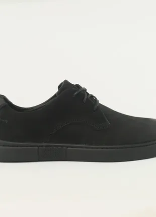 Стильні якісні чорні комфортні чоловічі легкі кеди весна-осінь,шкіряні,натуральний нубук,взуття демі