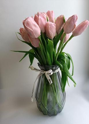 Тюльпаны розовые из холодного фарфора5 фото