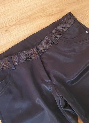 Классические атласные чёрные брюки клёш. штаны чёрные клеш|палаццо м5 фото