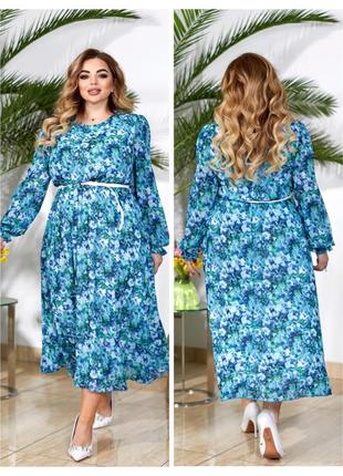 Ніжна жіноча довга шифонова сукня батал