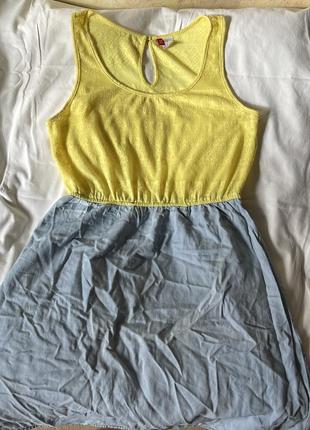 Женское сине-желтое платье