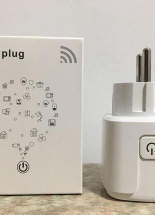 Переходник умная розетка wi-fi 20a smart plug, smart life, с таймером и энергометром