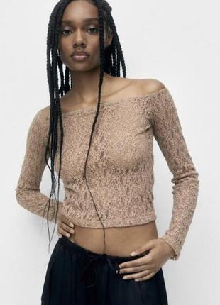 Сетевой топ с открытыми плечами Pull&Bear топы на плечи