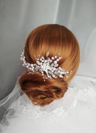 Свадебный гребешок для волос (веточка для невесты, на выпускной) ′rinna′1 фото