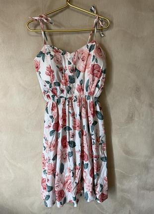 Женская мини-платье с цветочным принтом, элегантный винтажный сарафан с завязками без рукавов, на лето