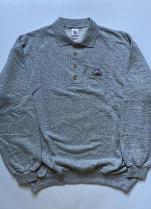 Винтажная кофта поло свитшот vintage fruit of the loom polo sweatshirt