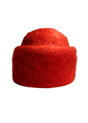Шапка, натуральная валяная шерсть, женская, красная, размер 581 фото