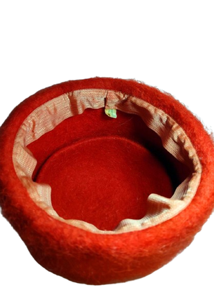 Шапка, натуральная валяная шерсть, женская, красная, размер 582 фото