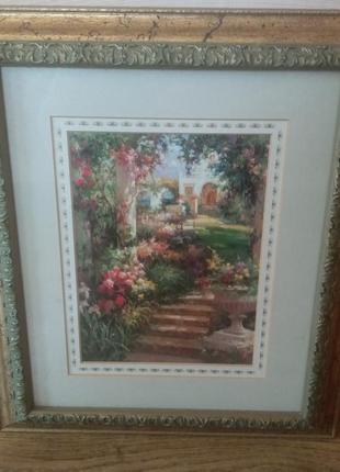 Продам картину ,,цветочный сад""англия2 фото