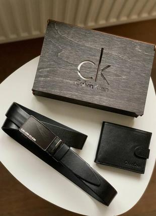 Подарочный набор 🎁 кожаный кошелек + ремень calvin klein2 фото