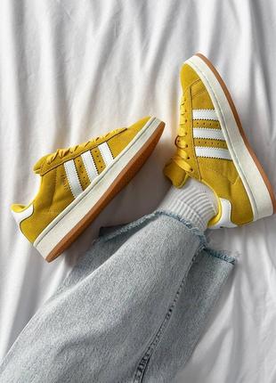 Женские кроссовки adidas campus 00s yellow / адидас кампус желтые / женская демисезонная обувь на весну, лето, осень как с пинтерест3 фото