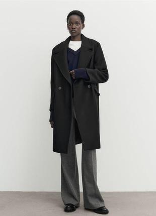 Massimo dutti пальто черное шерсть новое оригинал1 фото