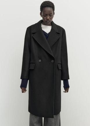 Massimo dutti пальто черное шерсть новое оригинал2 фото
