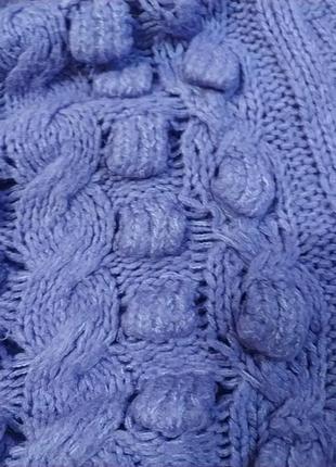 Оригинальный свитер с фантазийными узорами крупной вязкой сиреневого цвета4 фото