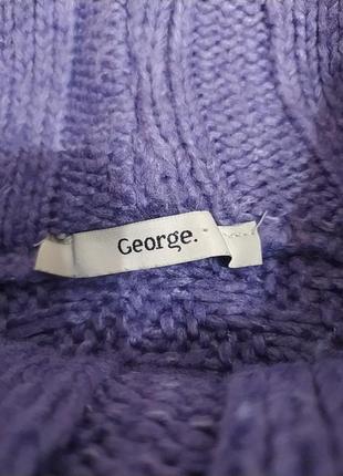Оригинальный свитер с фантазийными узорами крупной вязкой сиреневого цвета8 фото