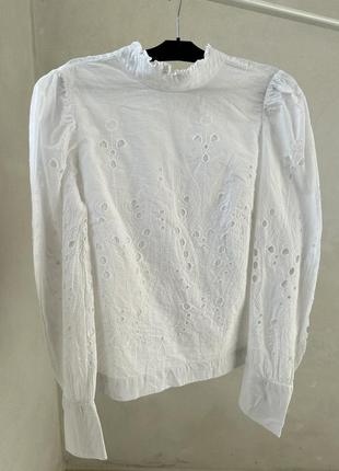 Шикарная коттоновая блуза, рубашка с перфорацией, прошвой principles2 фото