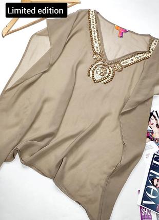 Туніка жіноча пляжна накидка коричневого кольору з камінням від бренду limited edition 14/42