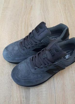 Мужские кроссовки new balance 574 grey black серого с черными цветами2 фото