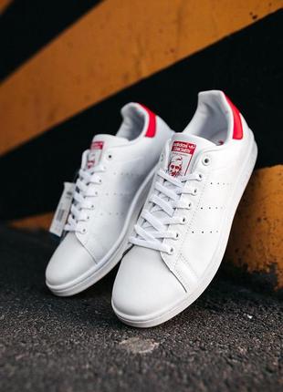 Adidas stan smith «white/red» жіночі кросівки адідас