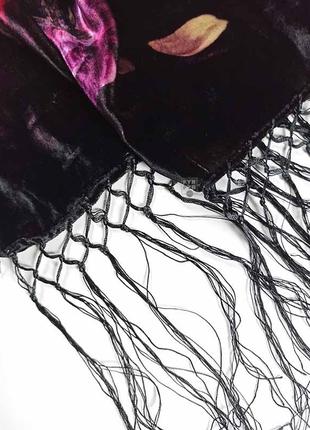 Бархатный шелковый натуральный шарф палантин 100% шелк с цветами новый качественный5 фото