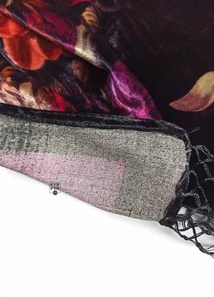 Бархатный шелковый натуральный шарф палантин 100% шелк с цветами новый качественный6 фото