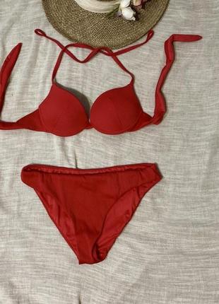 Tezenis крутой красный раздельный купальник