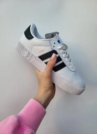 Adidas samba white black2 фото