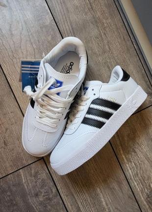 Adidas samba white black10 фото