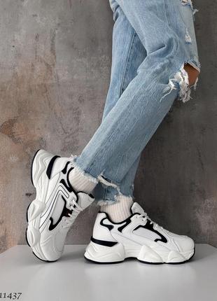 Зручні кросівки на кожен день жіночі 11437 білий+темно-синій екошкіра+взуттєвий текстиль9 фото