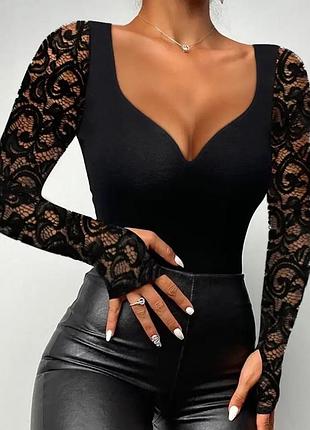 Кофта з мереживними рукавами, джемпер