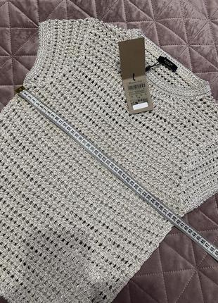 Ажурний сірий светр з короткими рукавами massimo dutti 5628/554/8068 фото