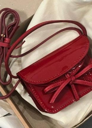 Лакова сумка маленька нова бордова червона рожева коричнева стильна міні сумка