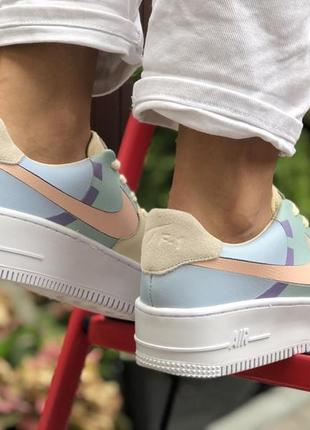 Nike air force 1 🆕 жіночі кросівки найк 🆕 бежевий/синій 36-403 фото