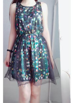 Платье разноцветное с сеткой 🌌 h&m divided4 фото