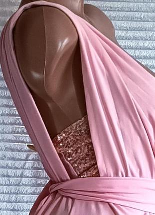Комбинезон женский брючный праздничный, ромпер романтический розовый с пайетками, нарядная одежда2 фото