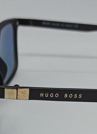 Окуляри в стилі hugo boss чоловічі сонцезахисні помаранчеві дзеркальні в чорній матовій оправі5 фото