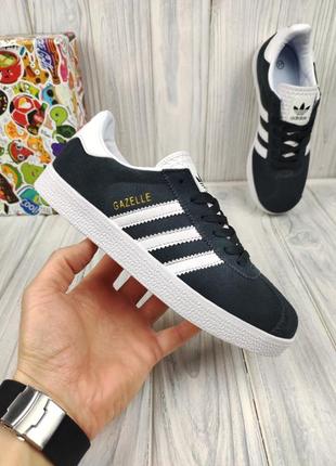 Adidas gazelle navy gray white1 фото