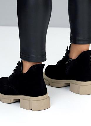 Ботинки женские натуральная замша черные