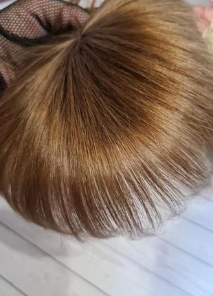 Накладка топпер челка макушка 100% натуральный волос.8 фото