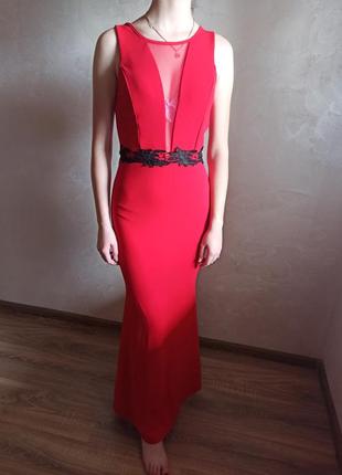 Красное платье в пол3 фото