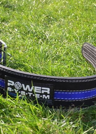 Пояс для пауерліфтингу power system ps-3800  powerlifting шкіряний black/blue line m5 фото