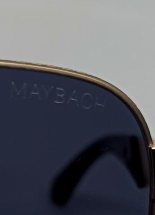 Maybach очки капли мужские солнцезащитные черные однотонные в золотой металлической оправе9 фото