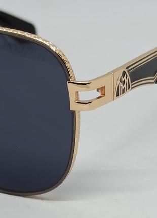 Maybach очки капли мужские солнцезащитные черные однотонные в золотой металлической оправе3 фото