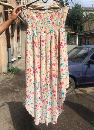 Emamoda paris шифоновое платье сукня с цветочным принтом и шлейфом3 фото