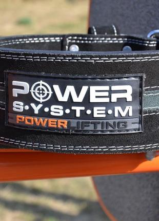 Пояс для пауерліфтингу power system ps-3800  powerlifting шкіряний black/grey line l6 фото