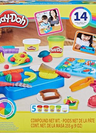 Базовий набір play-doh little chef, 14 ігрових кухонних аксесуарів